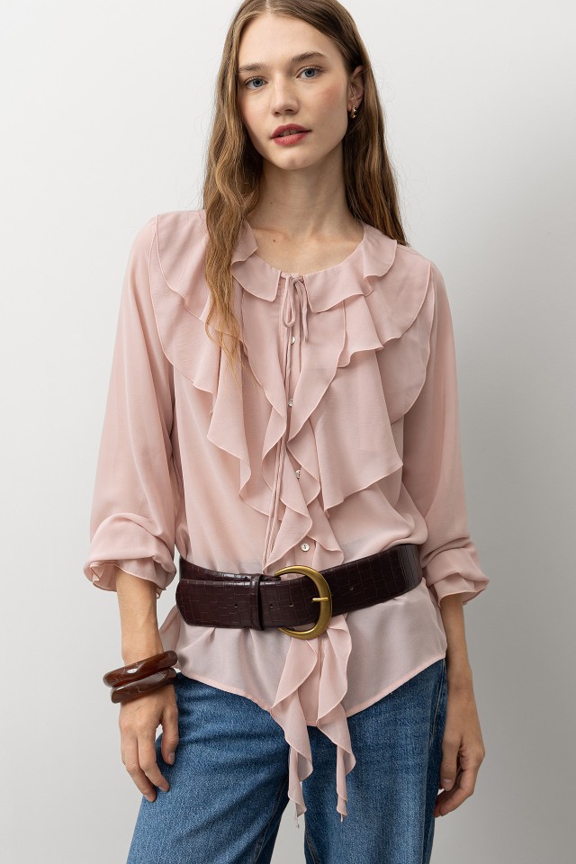 Camisa Fluda com Folhos
