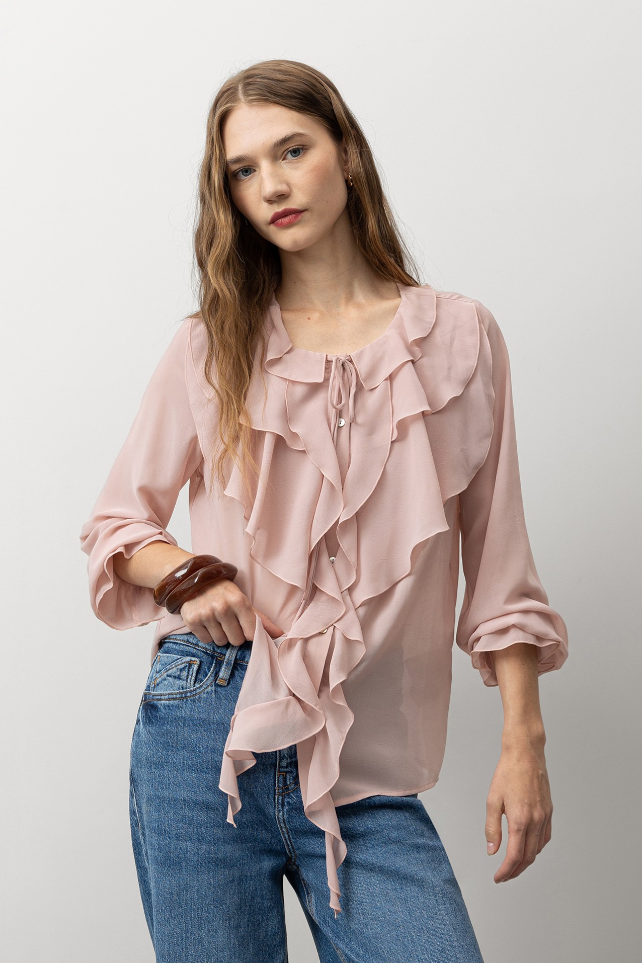 Flowy Shirt with Ruffles