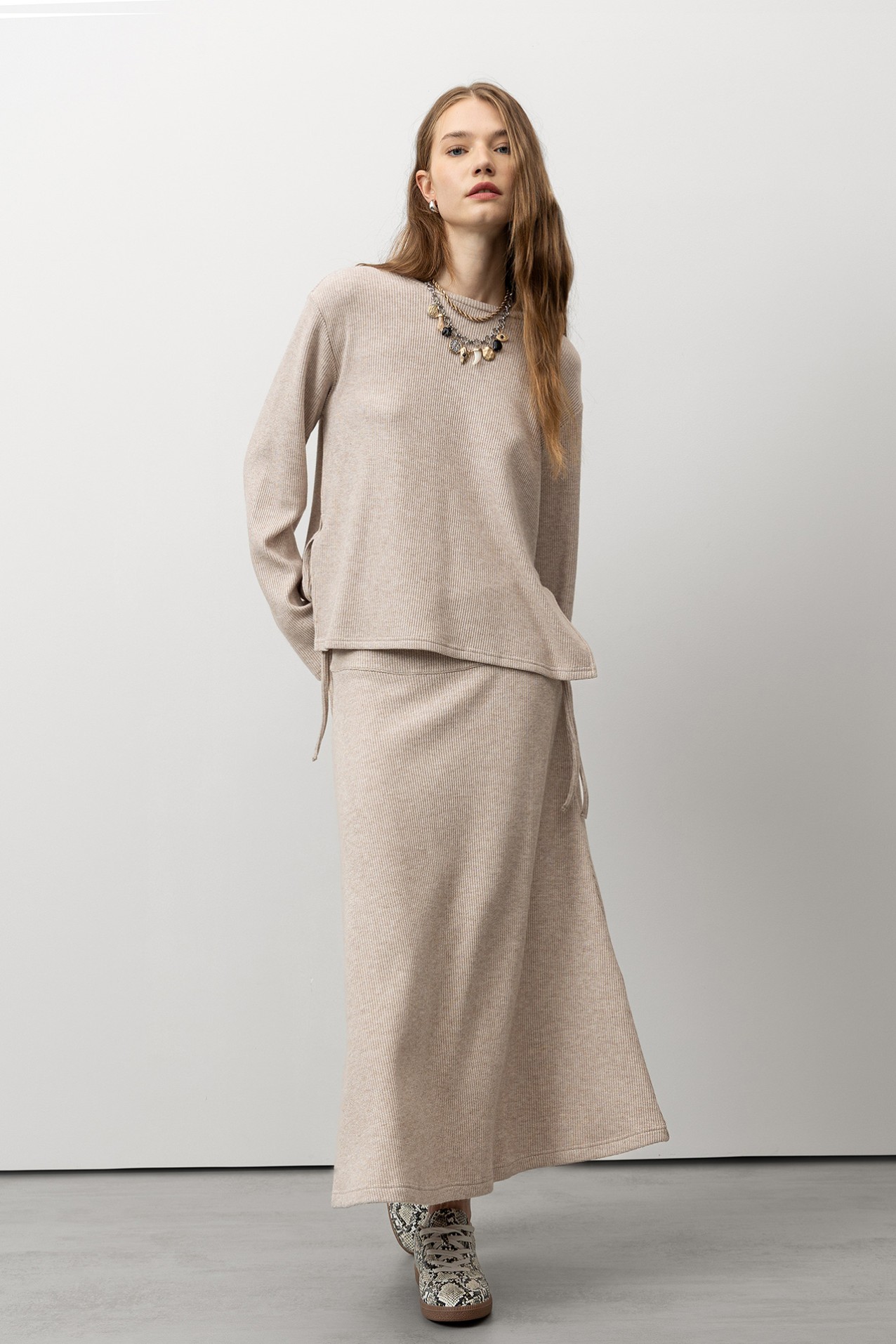 Flared Skirt with Metallic Thread