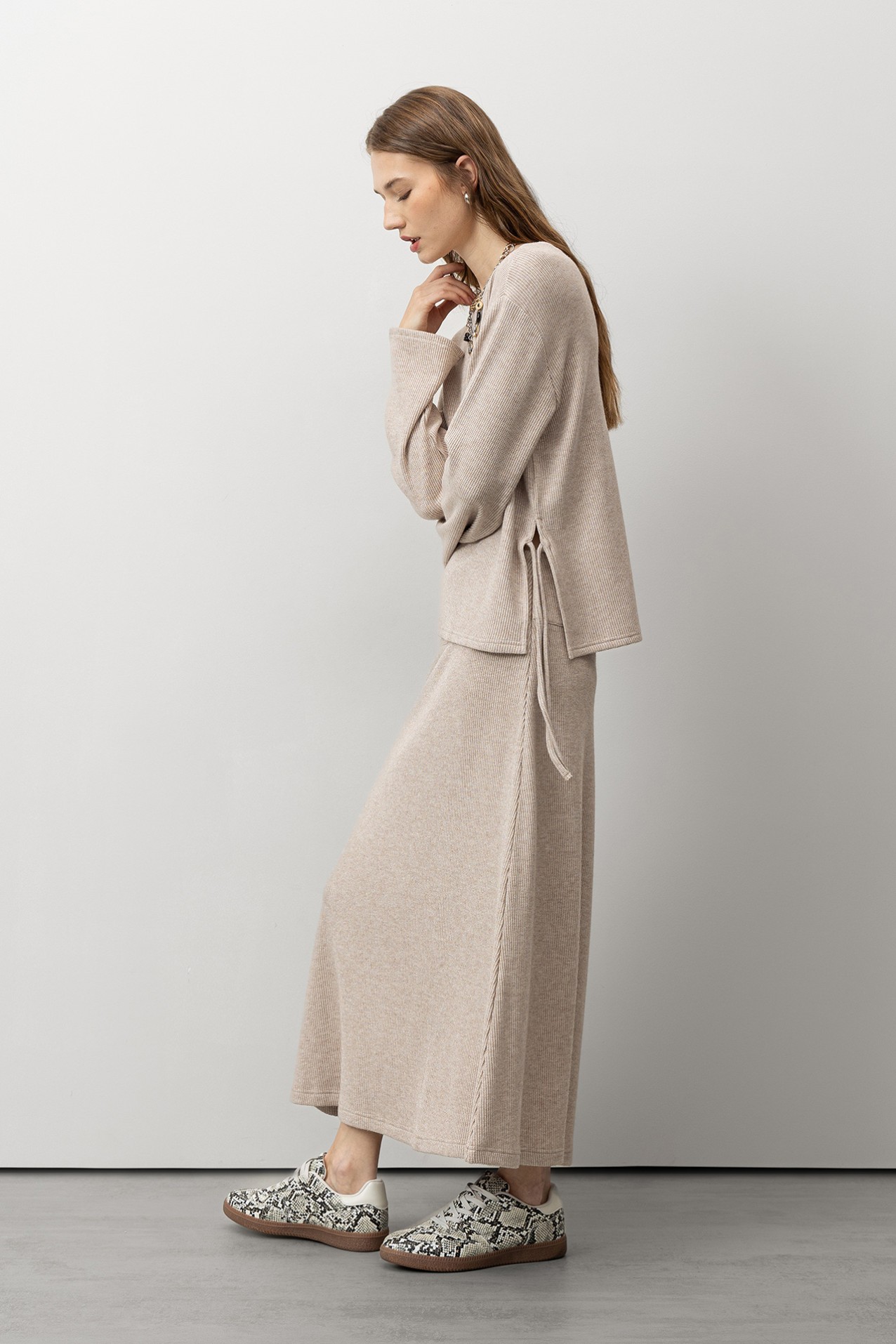 Flared Skirt with Metallic Thread