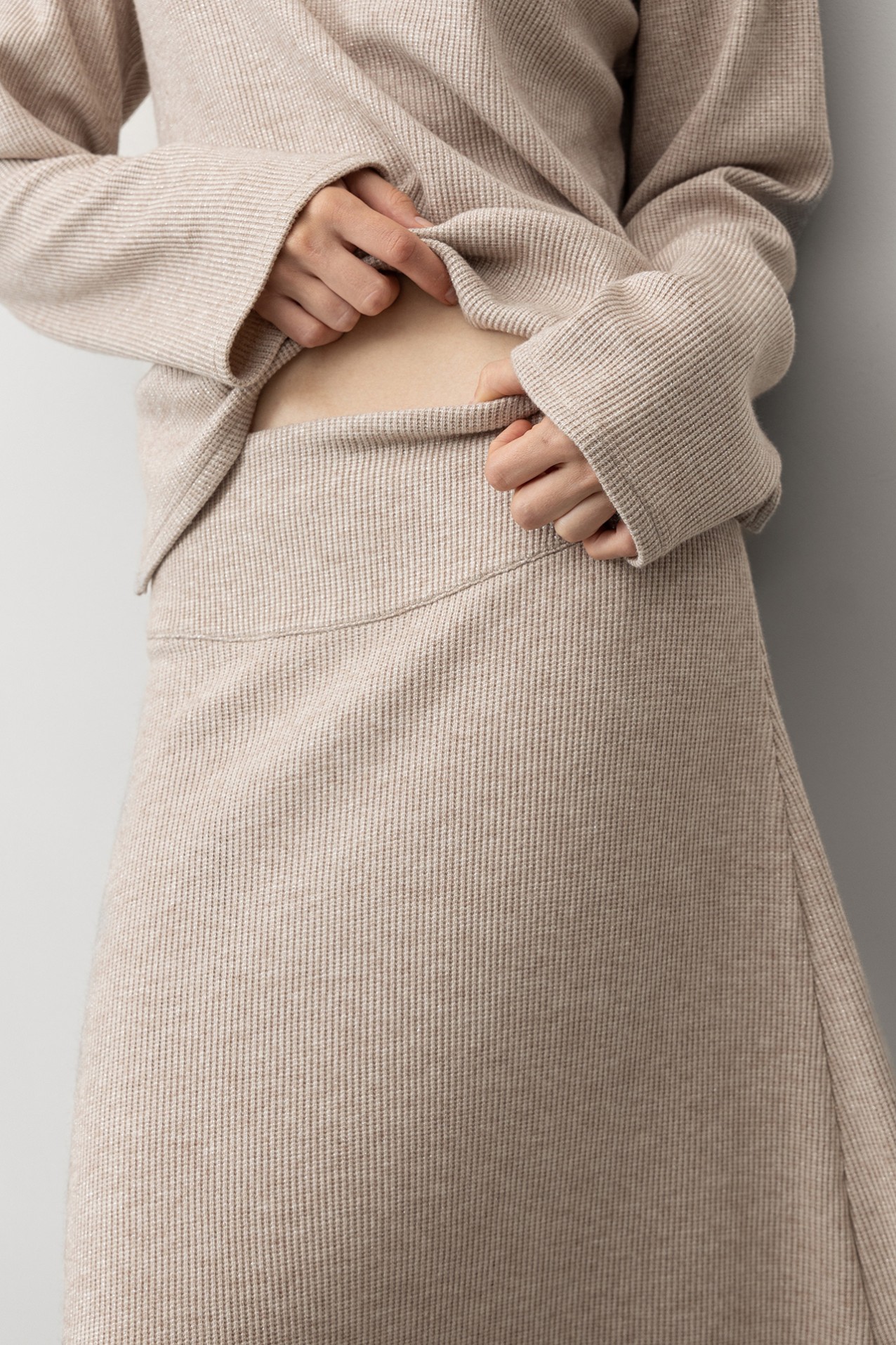 Flared Skirt with Metallic Thread