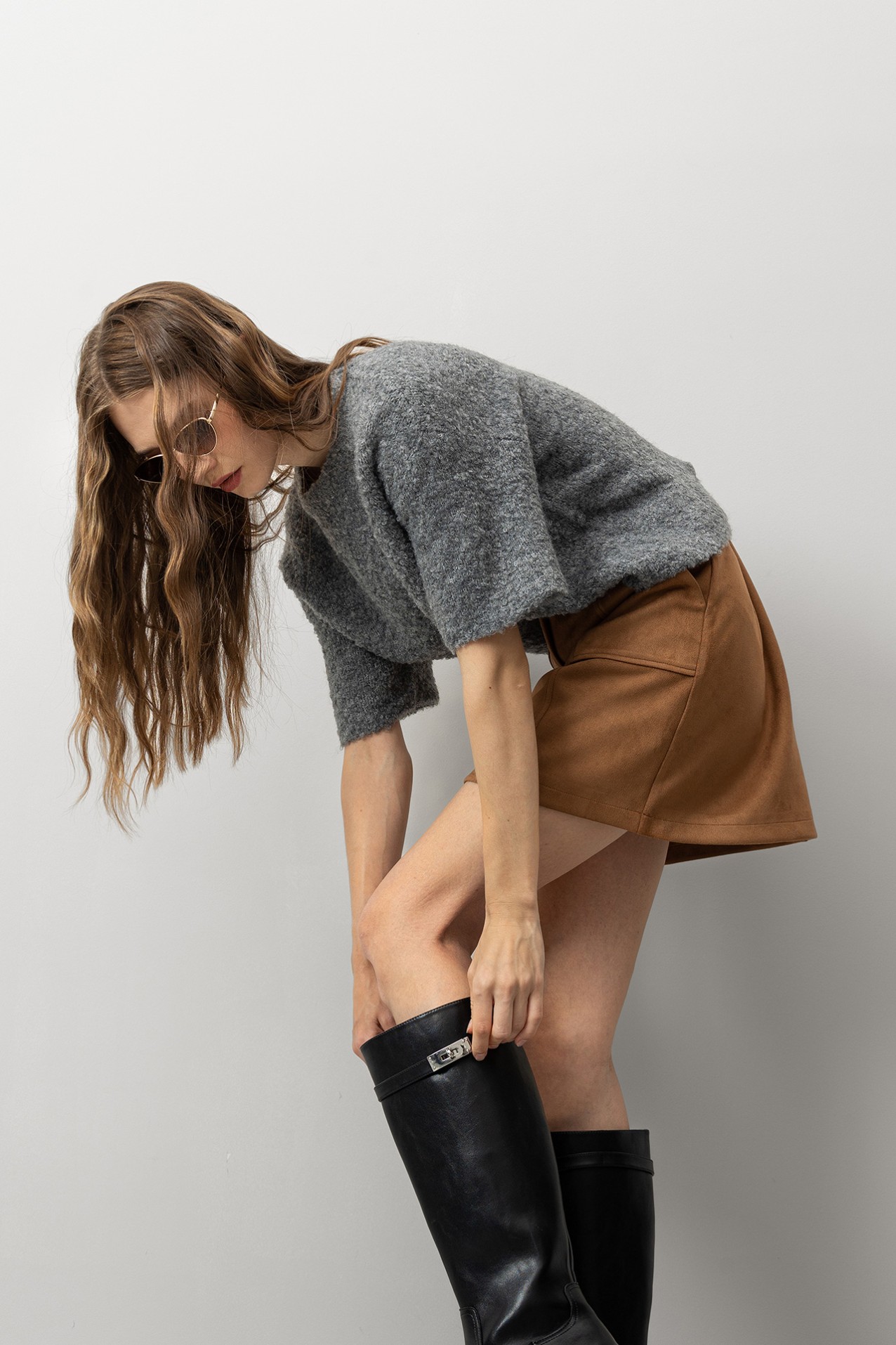 Falda Corta Efecto Ante