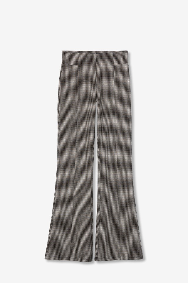 Calças Flare De Malha Xadrez Calças Flare De Malha Xadrez