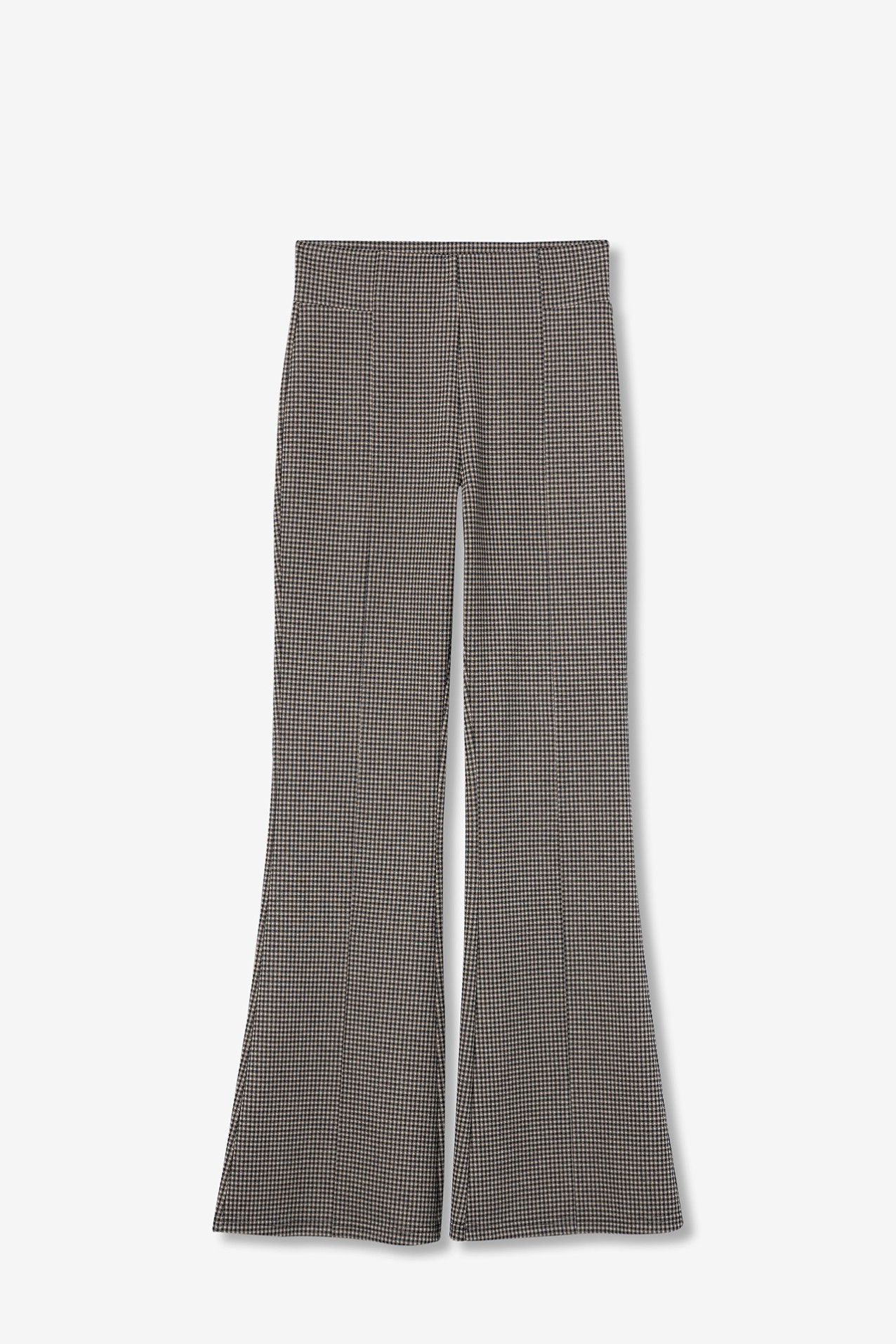 Plaid Knit Flared Trousers