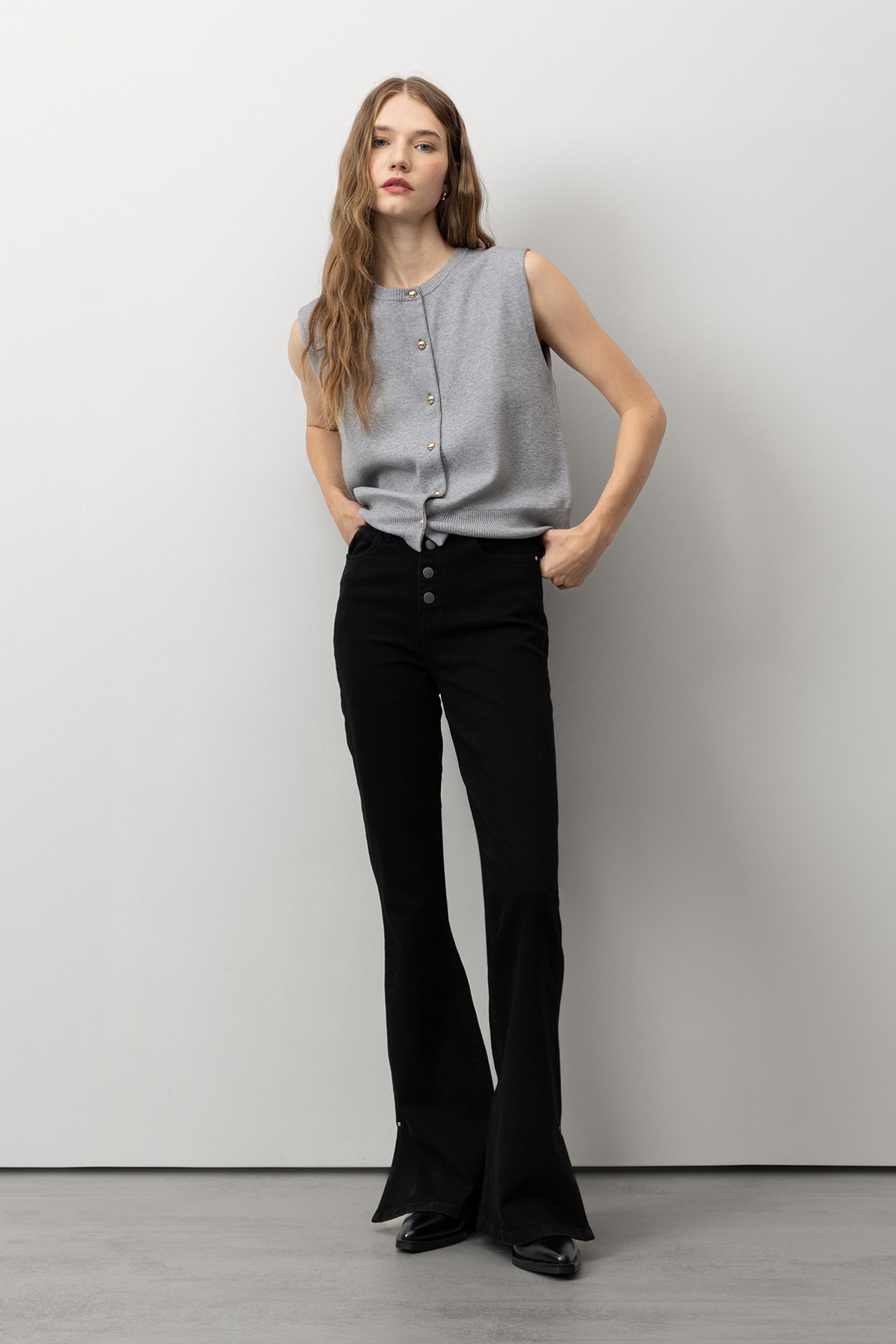 Knitted Vest with Metallic Buttons