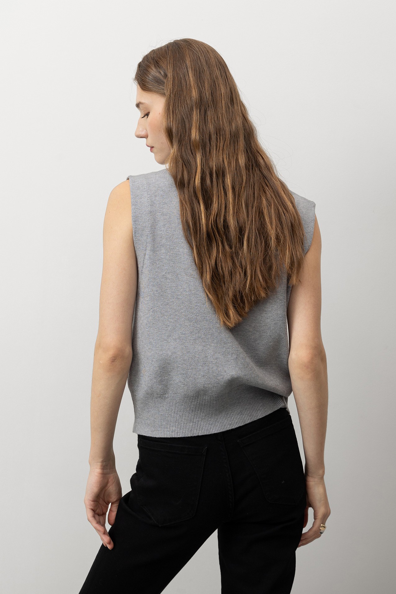 Knitted Vest with Metallic Buttons