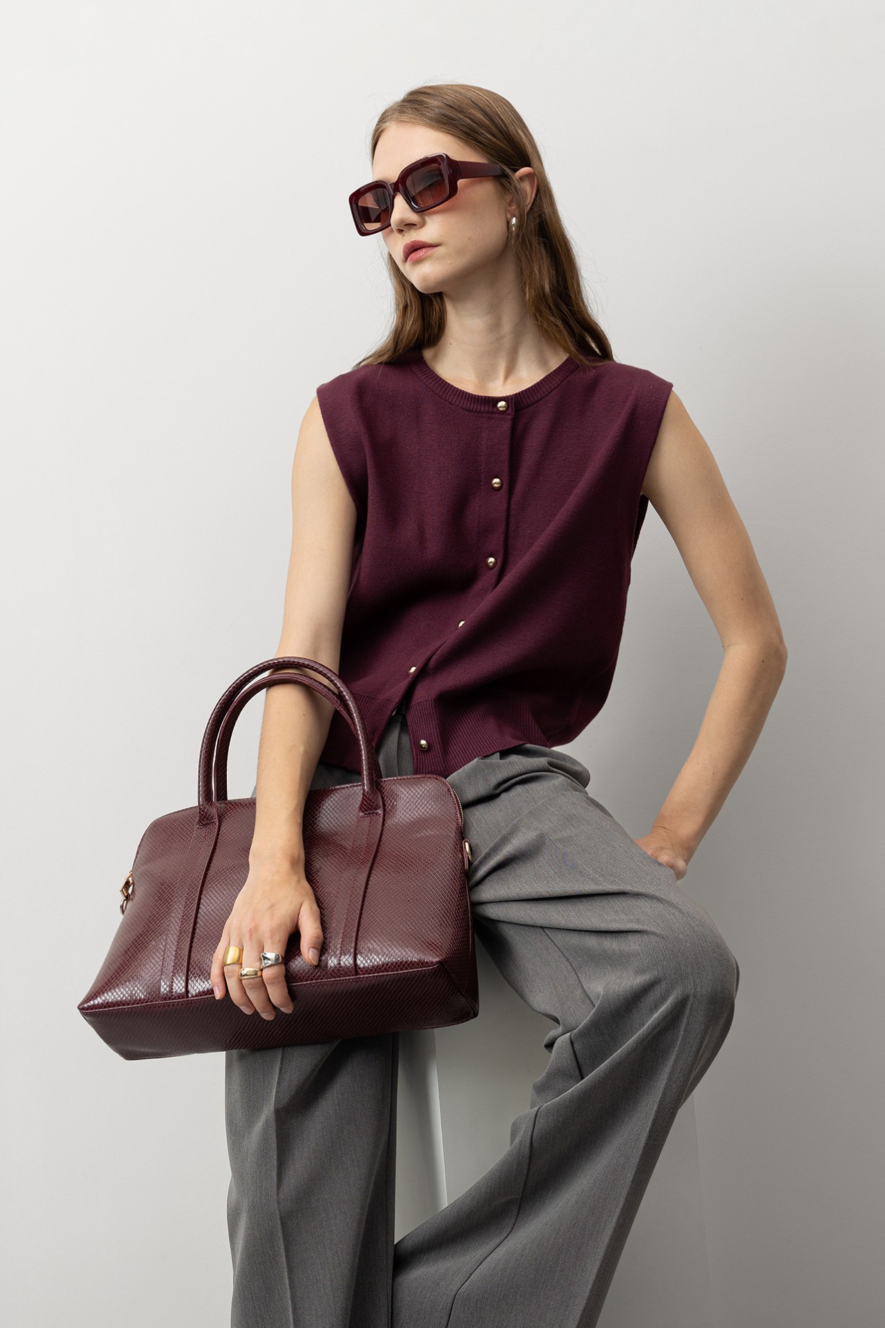 Knitted Vest with Metallic Buttons