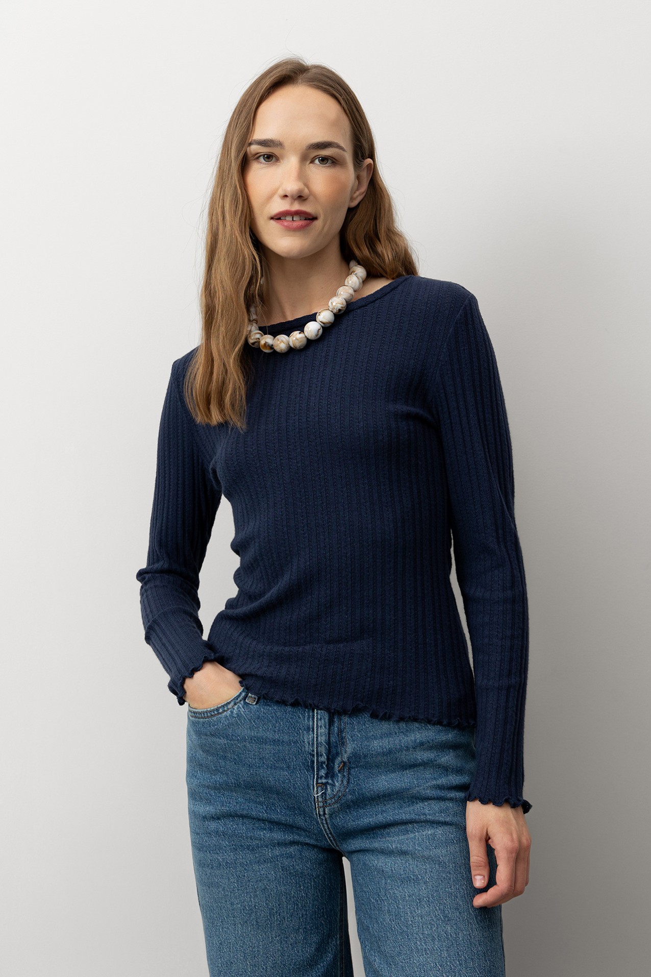 Ribbed Long Sleeve T-shirt