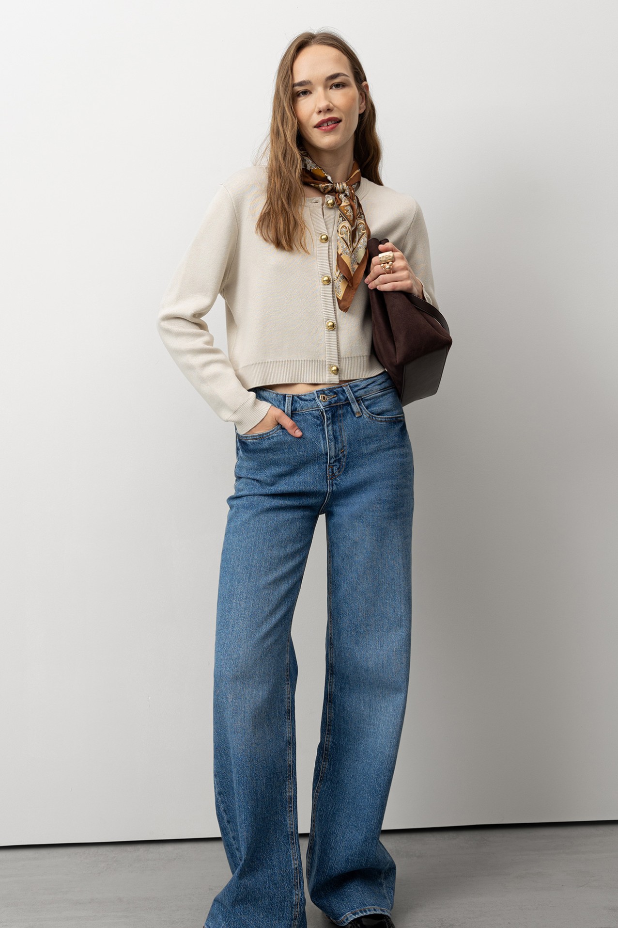 Beige Cardigan with Gold Buttons