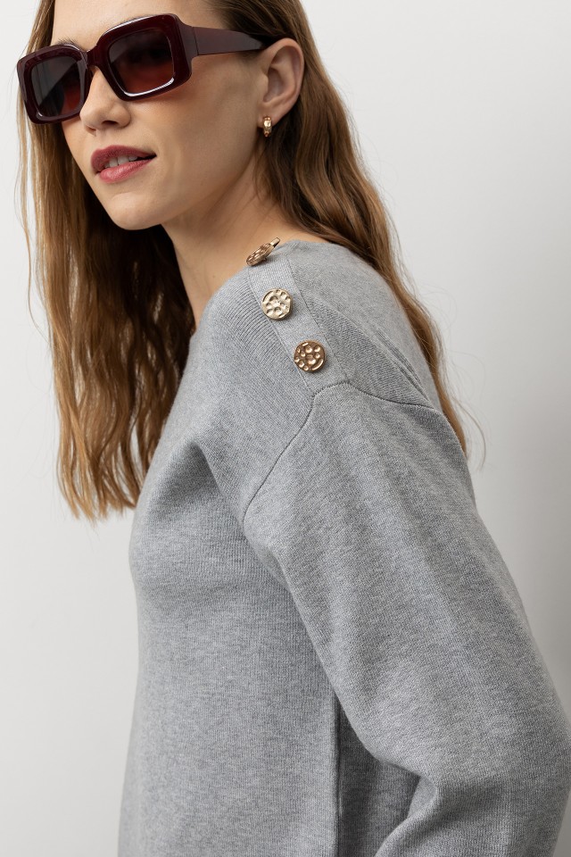 Sweater with Metallic Buttons Sweater with Metallic Buttons
