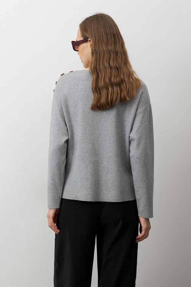 Sweater with Metallic Buttons Sweater with Metallic Buttons
