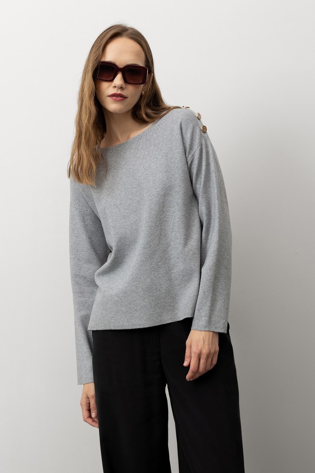 Sweater with Metallic Buttons Sweater with Metallic Buttons