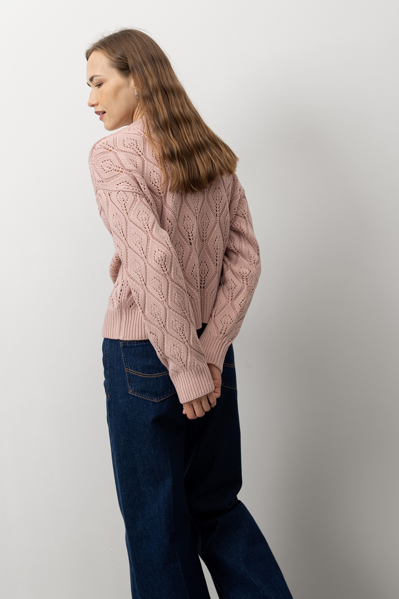 Relaxed Fit Leaf Stitch Sweater