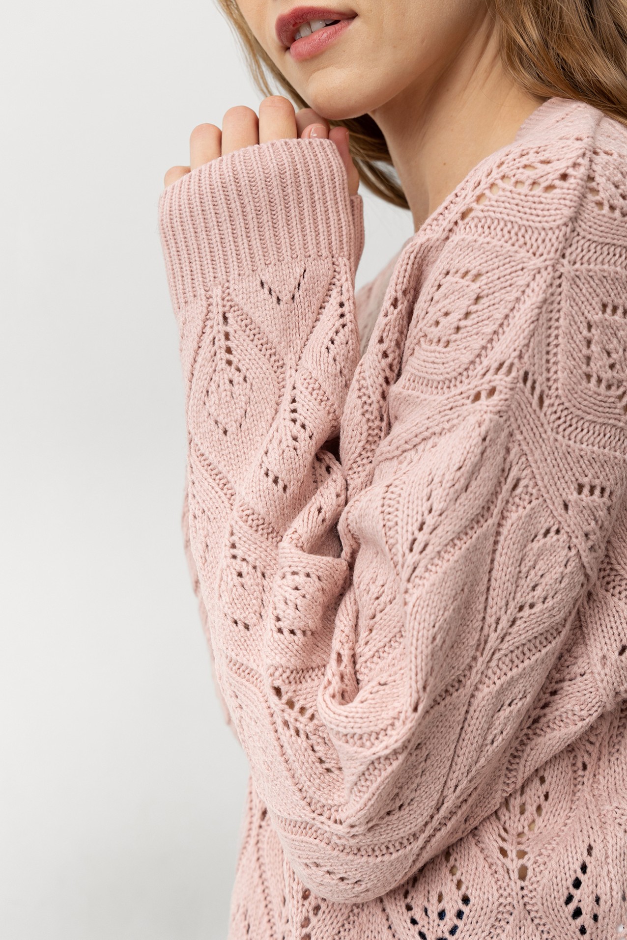 Relaxed Fit Leaf Stitch Sweater