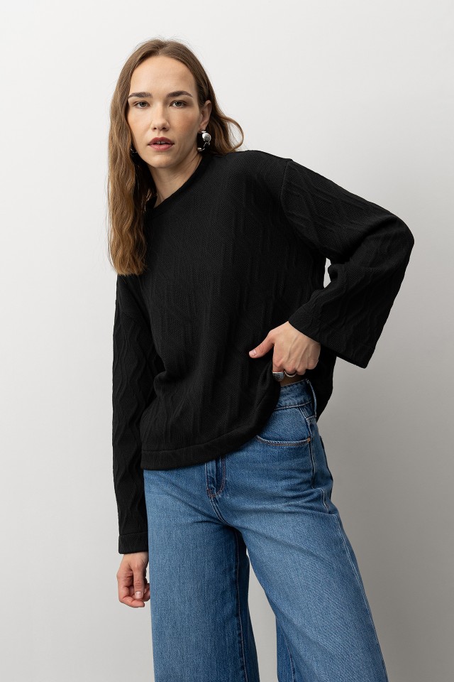 Black Textured Long Sleeve Tee Black Textured Long Sleeve Tee