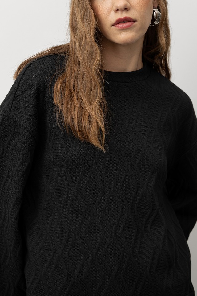 Black Textured Long Sleeve Tee Black Textured Long Sleeve Tee