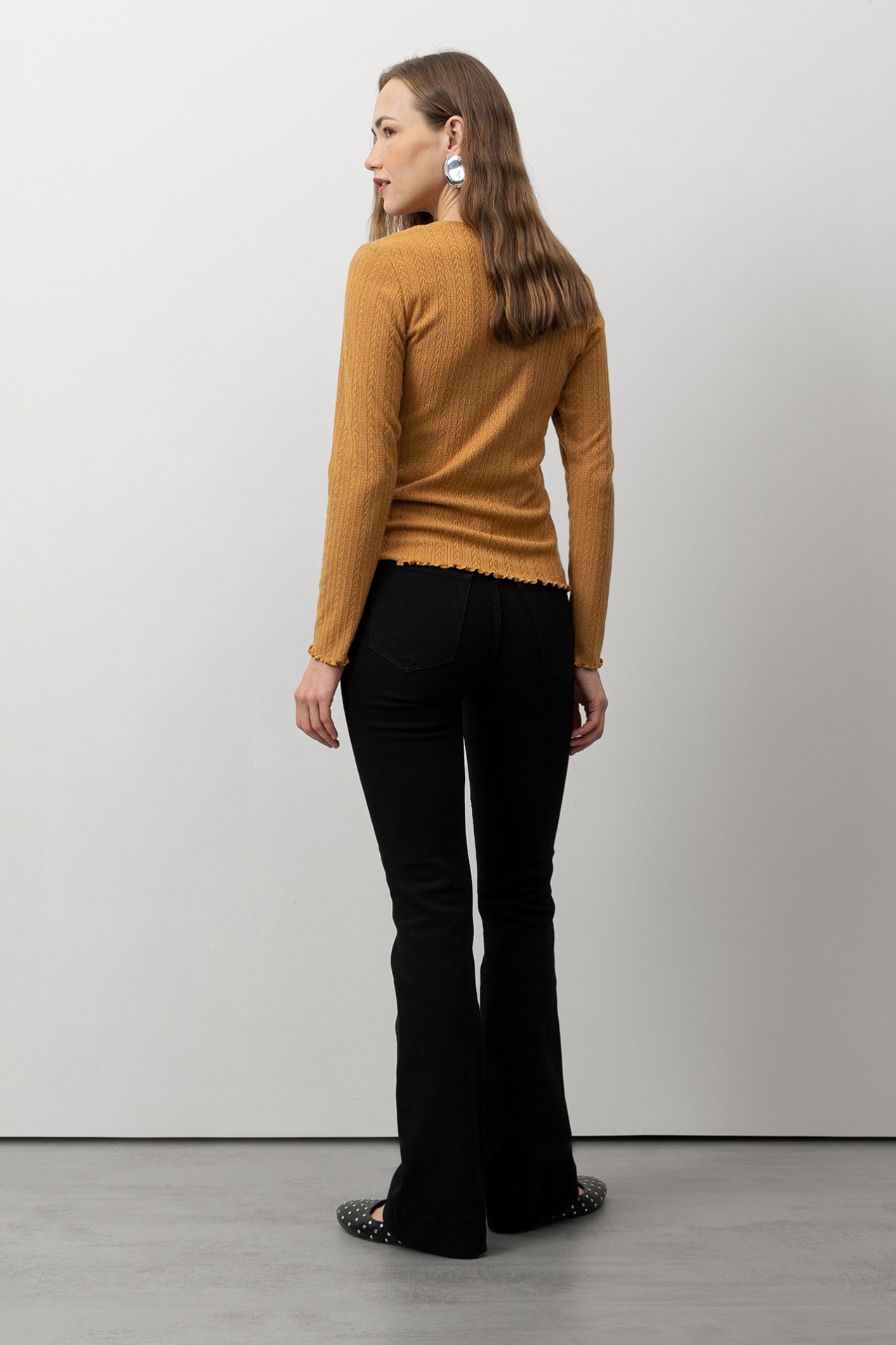 Knit T-shirt with Wavy Hem