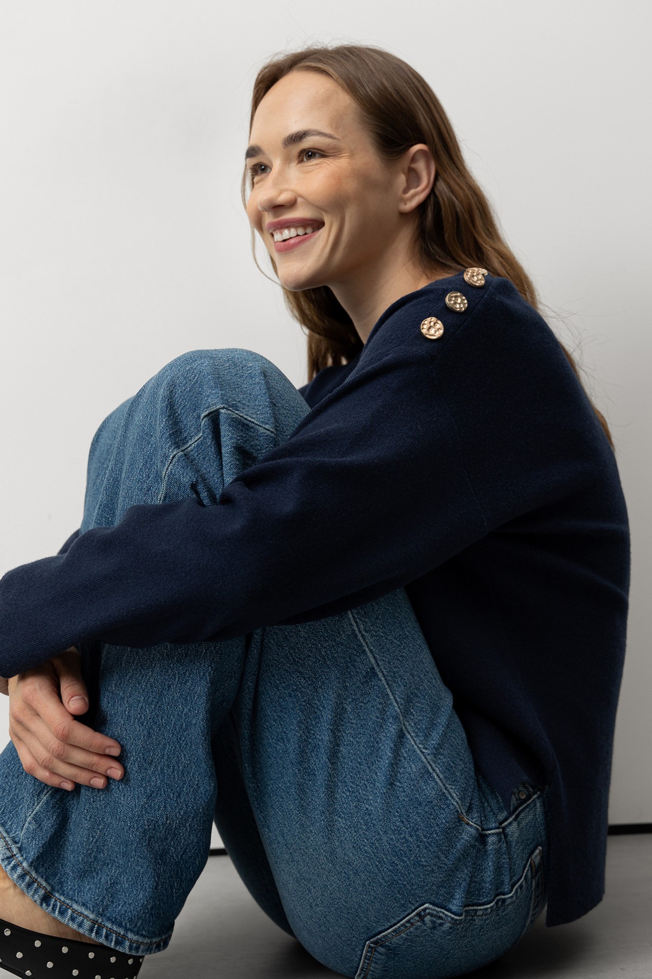 Sweater with Metallic Buttons