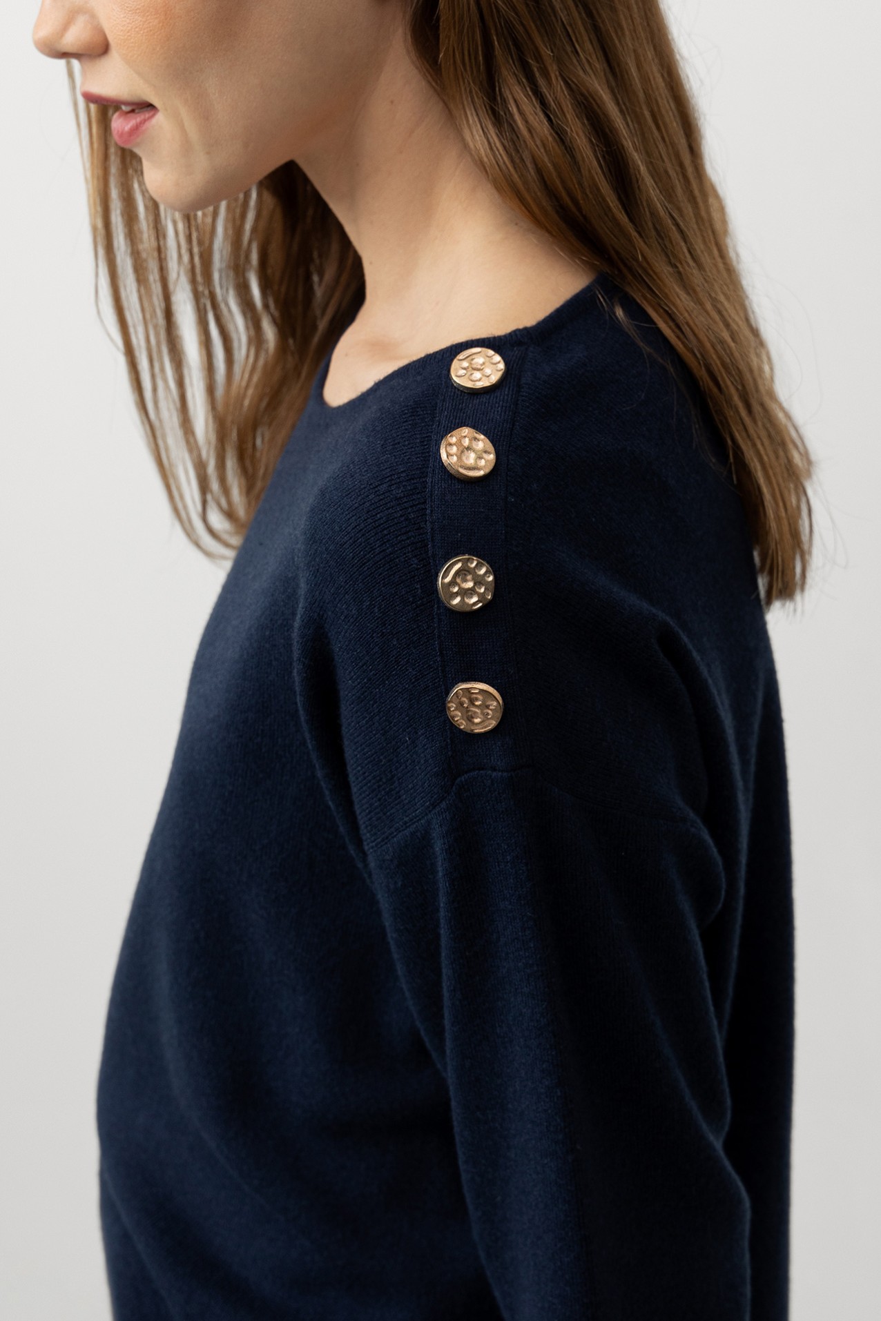 Sweater with Metallic Buttons