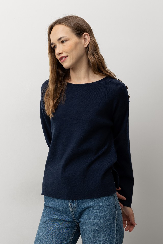 Camisola com Botões Metálicos Camisola com Botões Metálicos