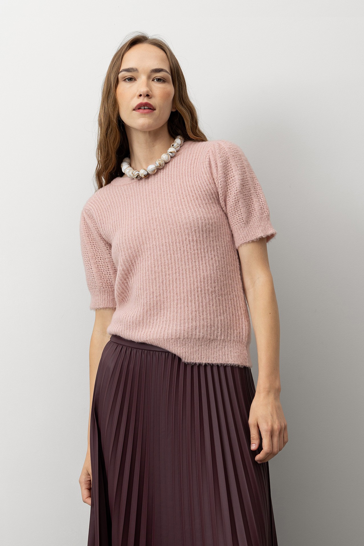 Brushed Sweater with Balloon Sleeves