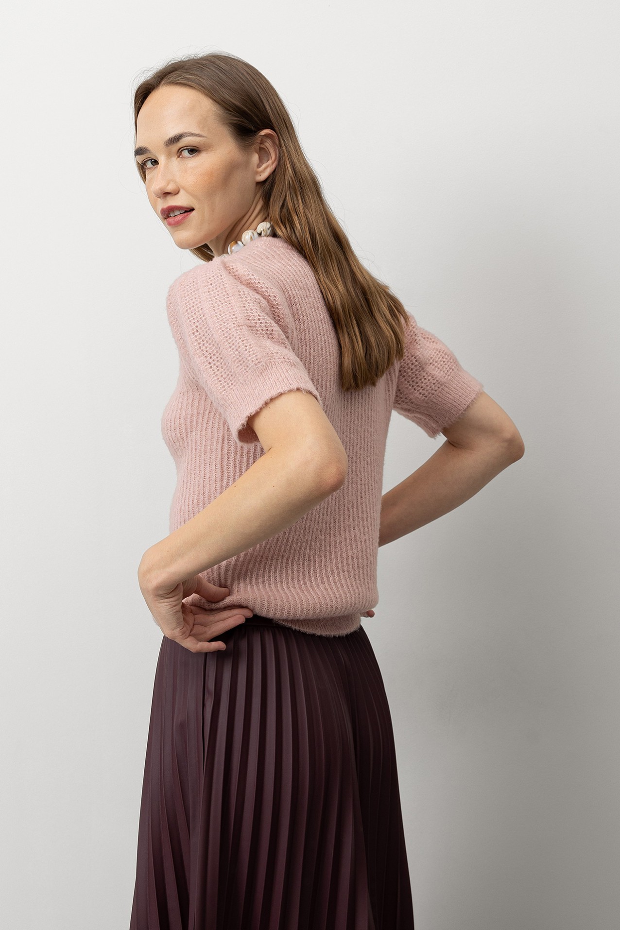 Brushed Sweater with Balloon Sleeves