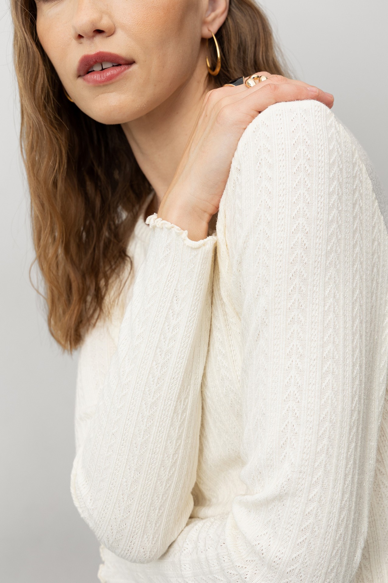 Knit T-shirt with Wavy Hem