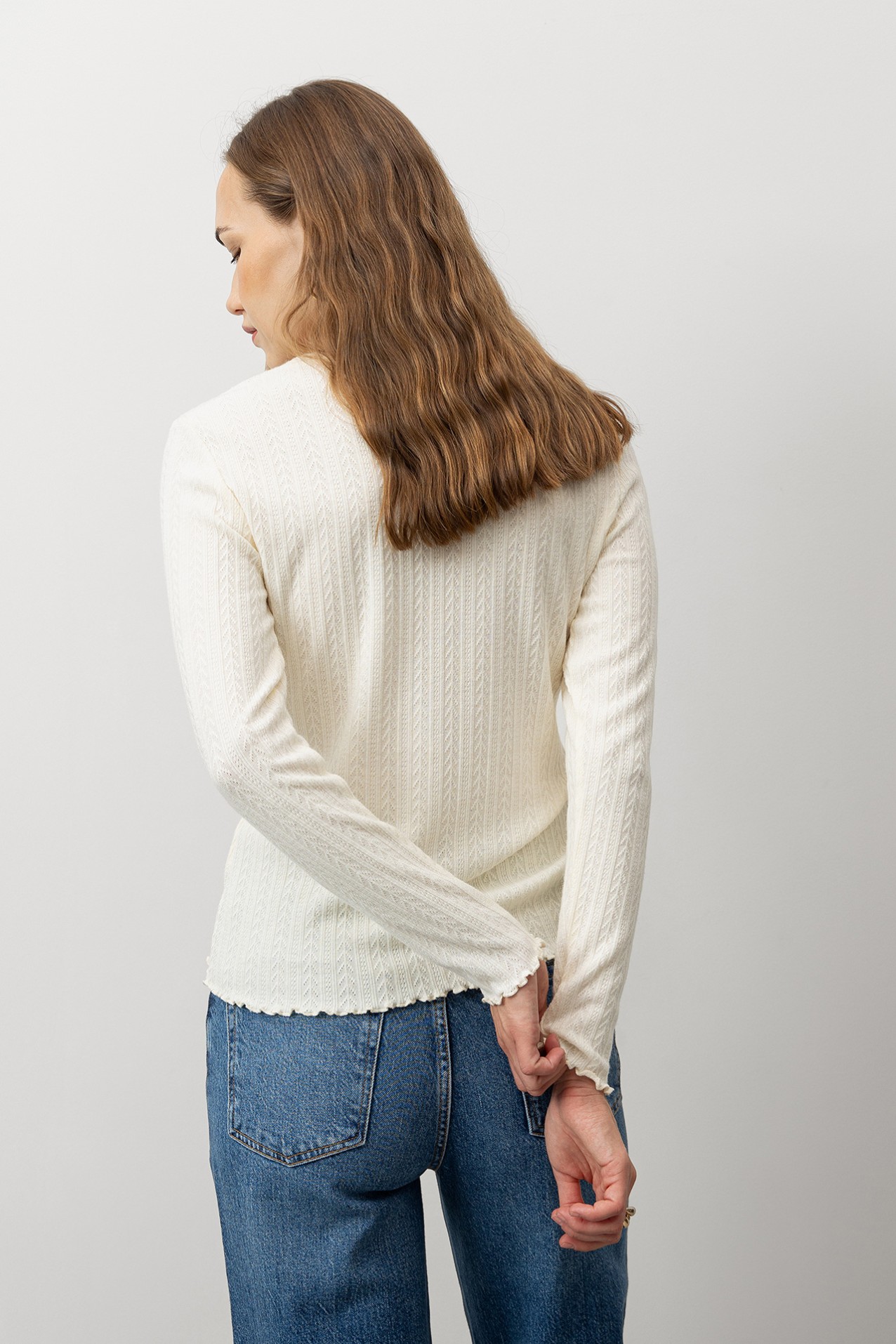 Knit T-shirt with Wavy Hem
