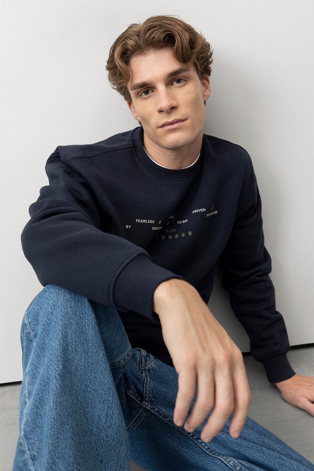 Dark Blue Graphic Sweatshirt