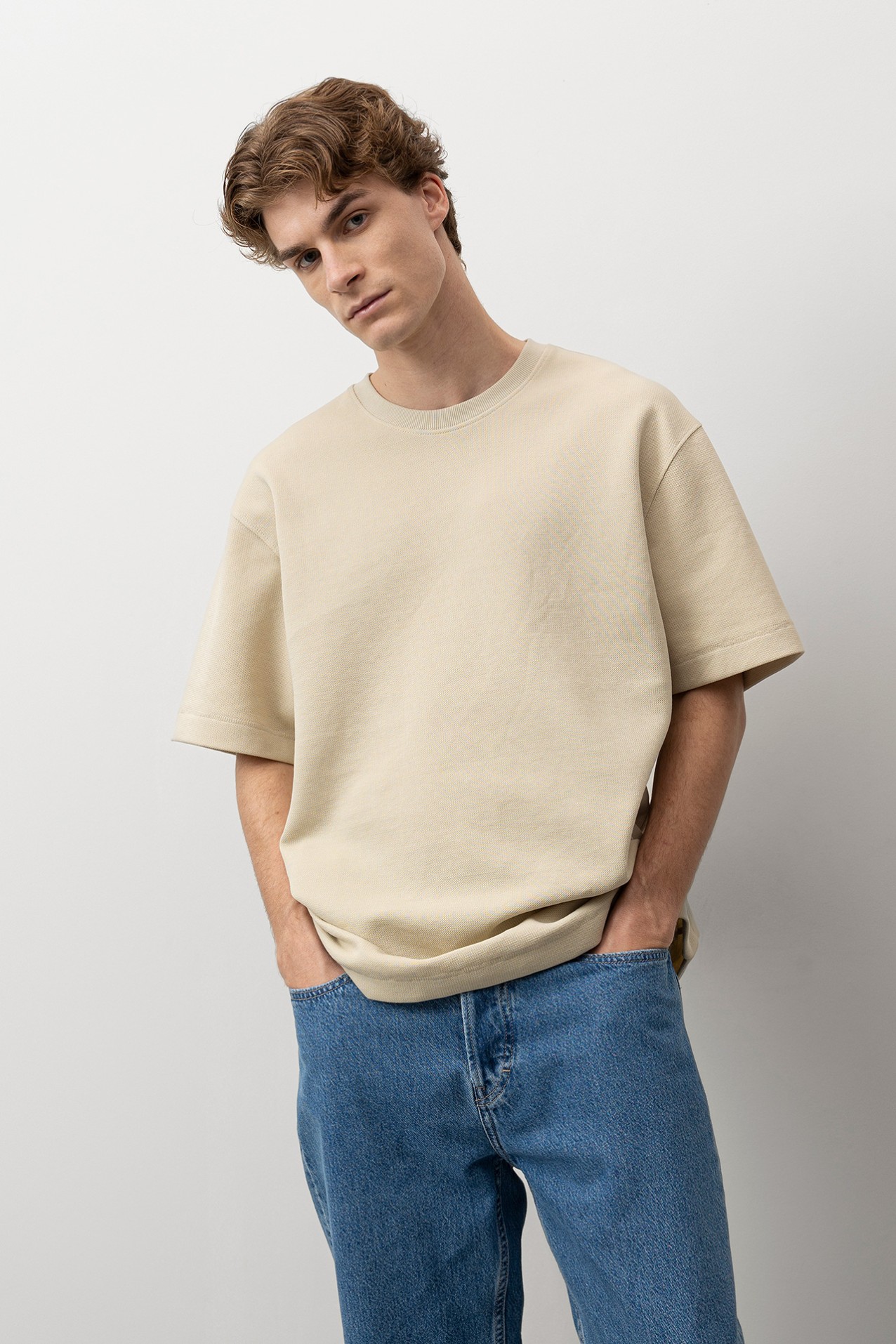 Camiseta beige relaxed fit