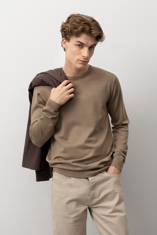 Beige Regular Fit Sweater