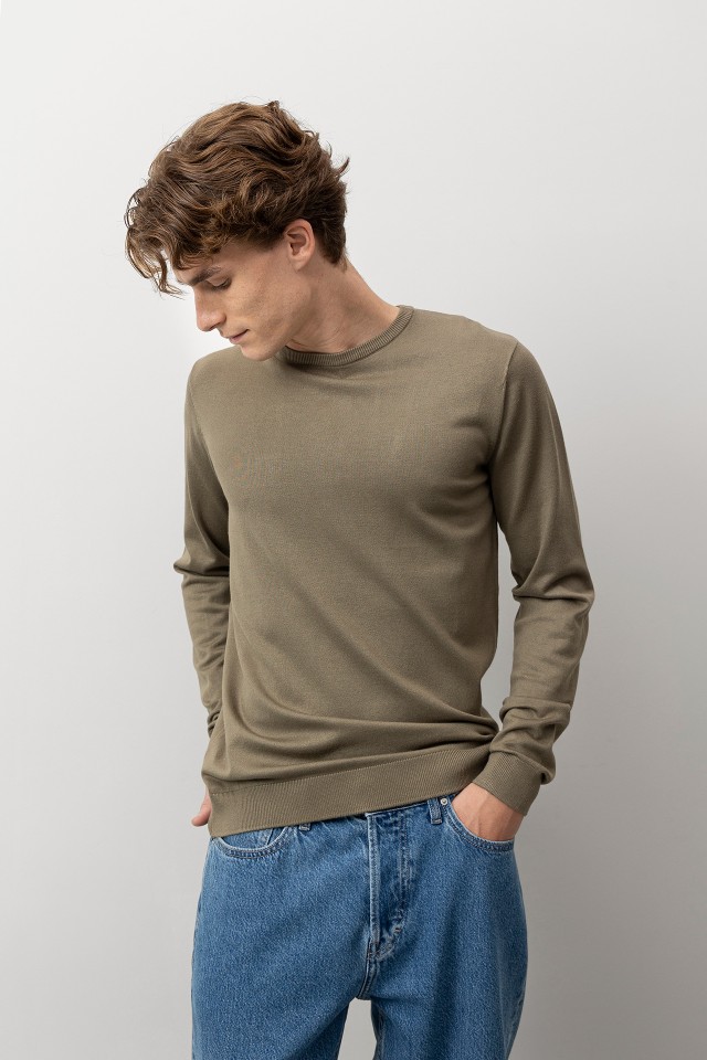 Green Casual Knit Sweater