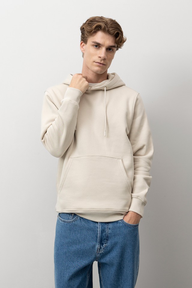 Beige Casual Hoodie