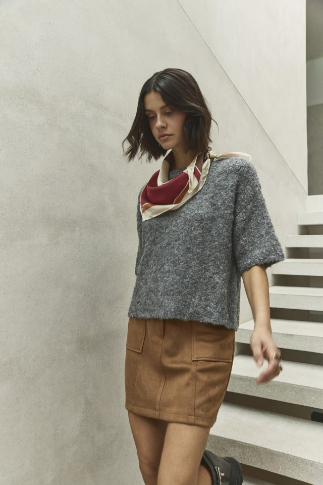 Short Suede Effect Skirt