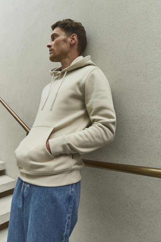 Beige Casual Hoodie