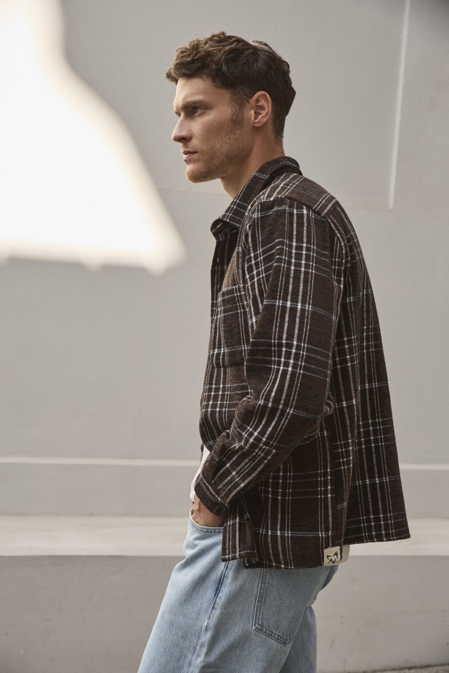 Brown Plaid Relaxed Shirt