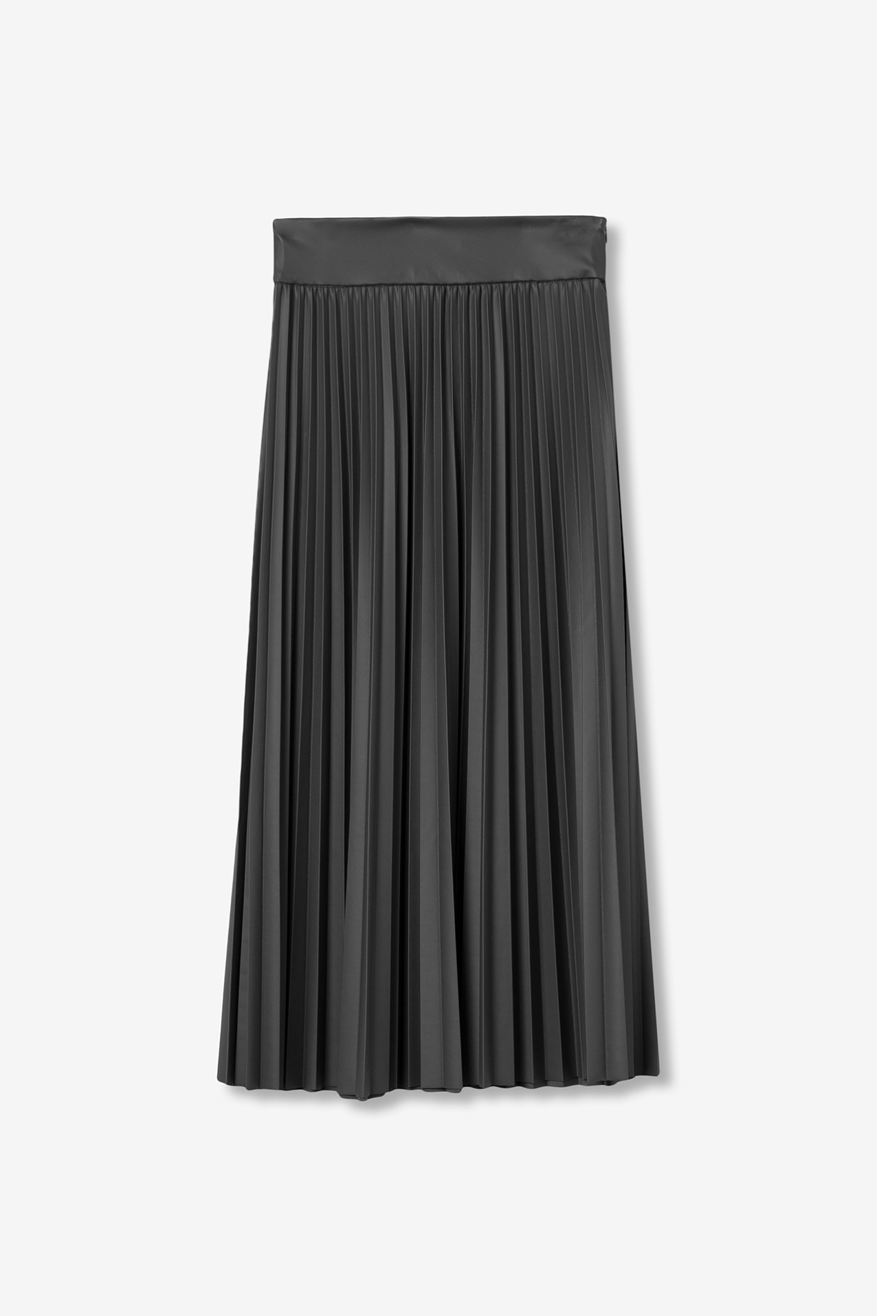 Black Pleated Midi Skirt