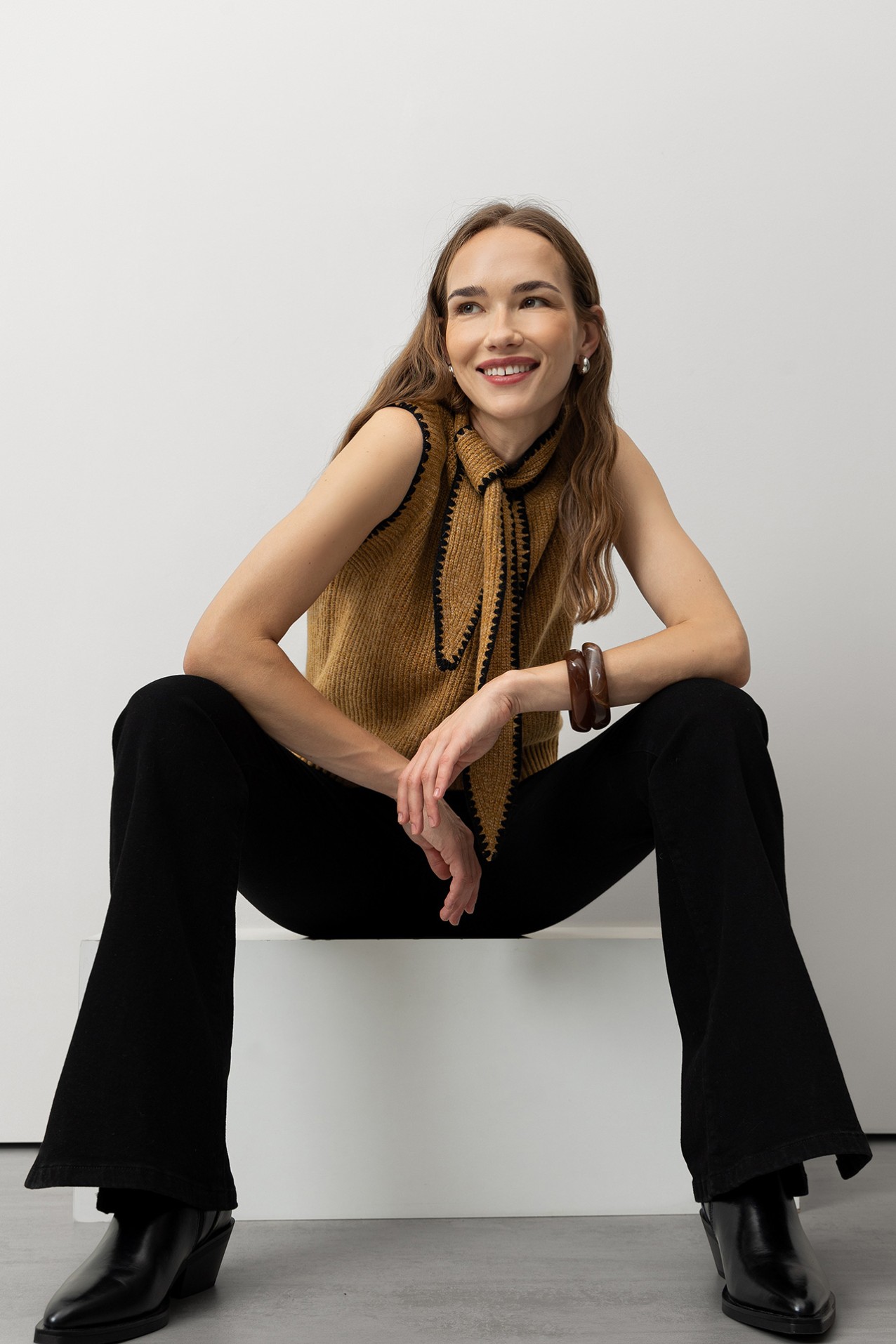 Colete Tricotado Castanho