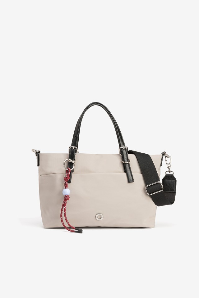 Beige Handbag with Red Cord
