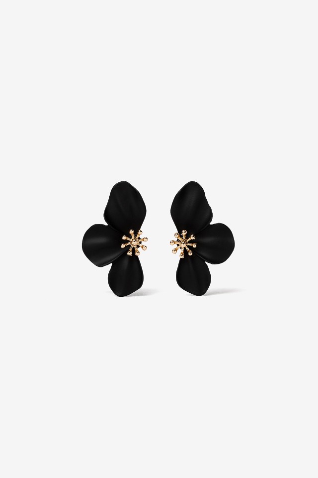Black Floral Earrings
