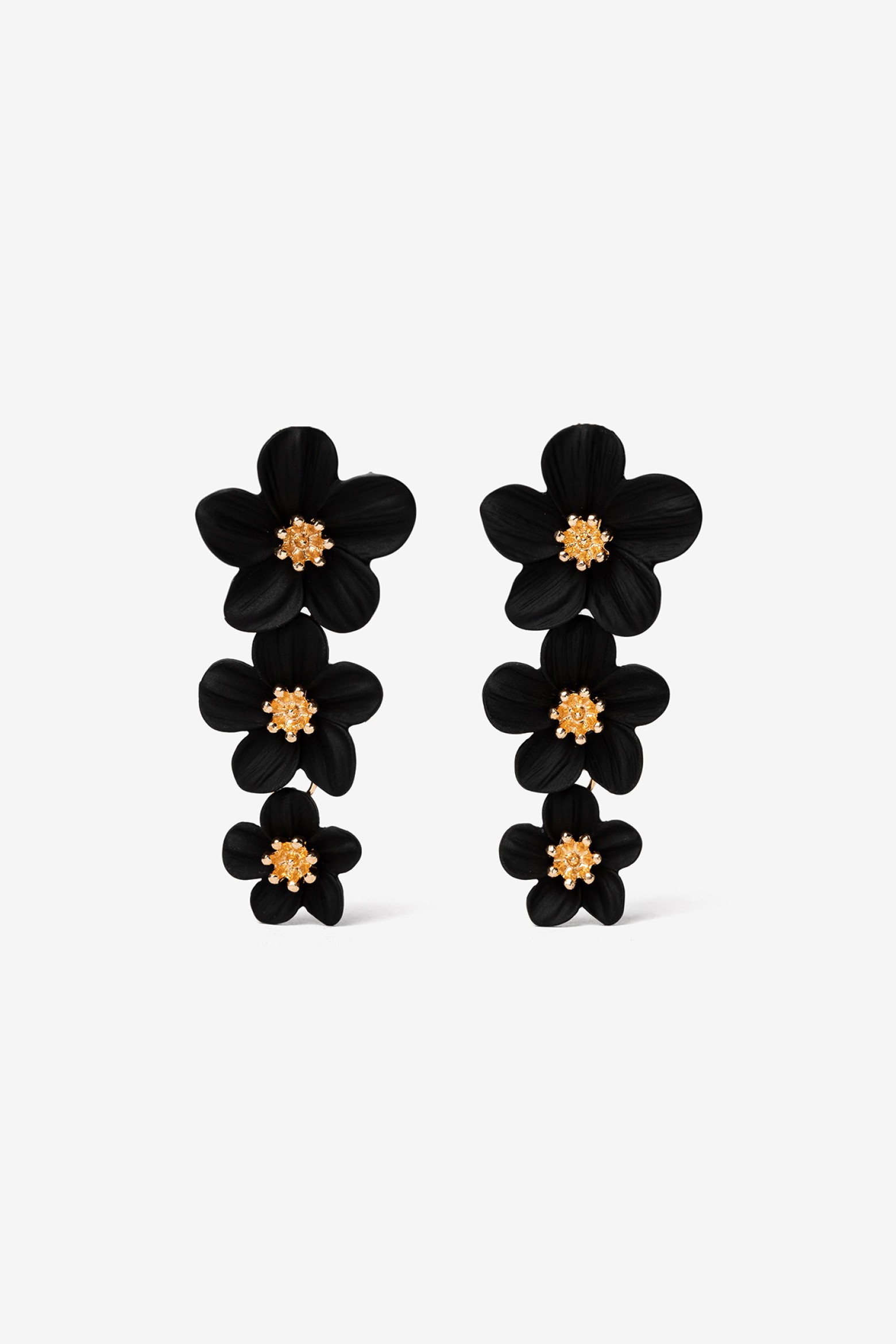 Black Floral Drop Earrings