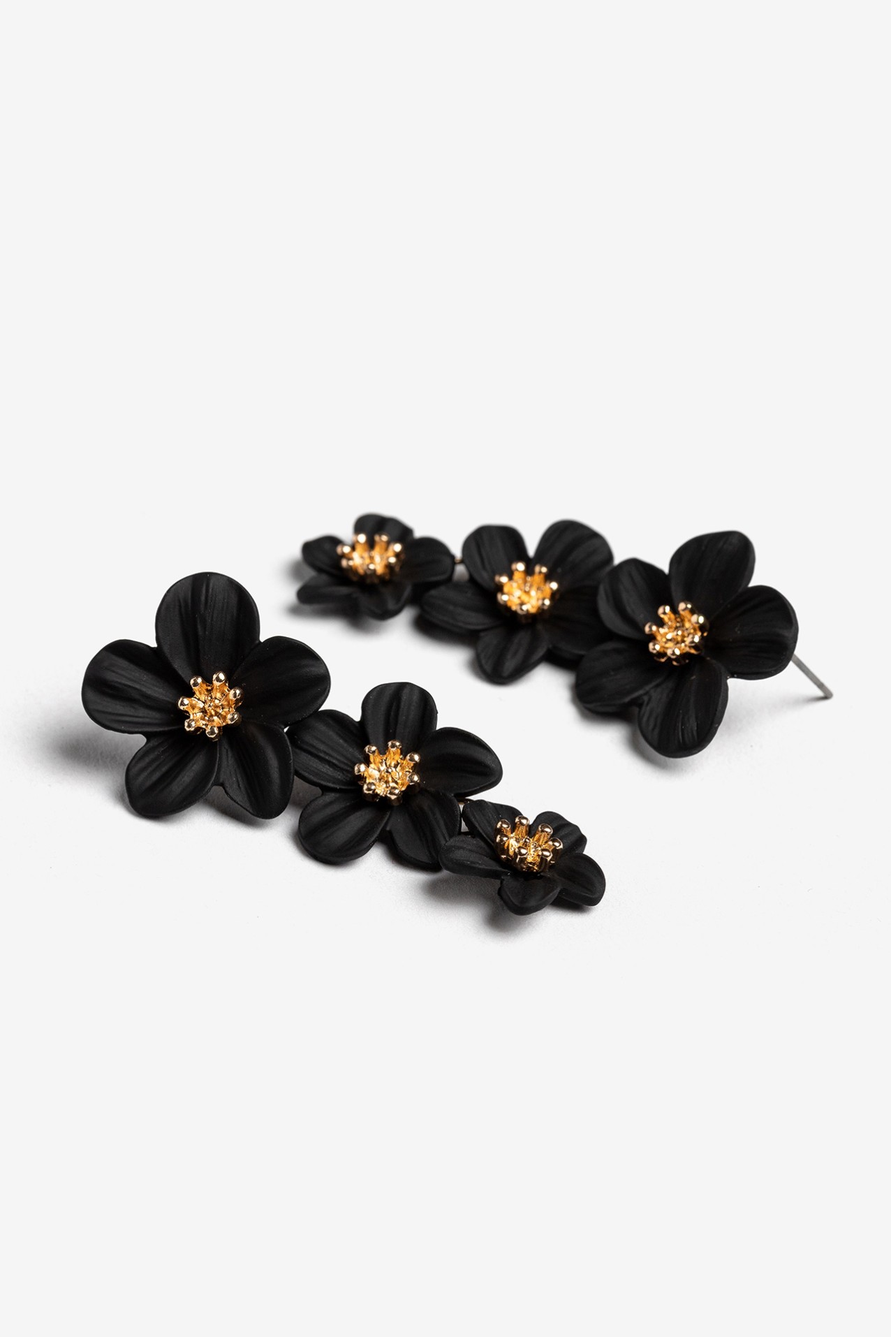 Black Floral Drop Earrings