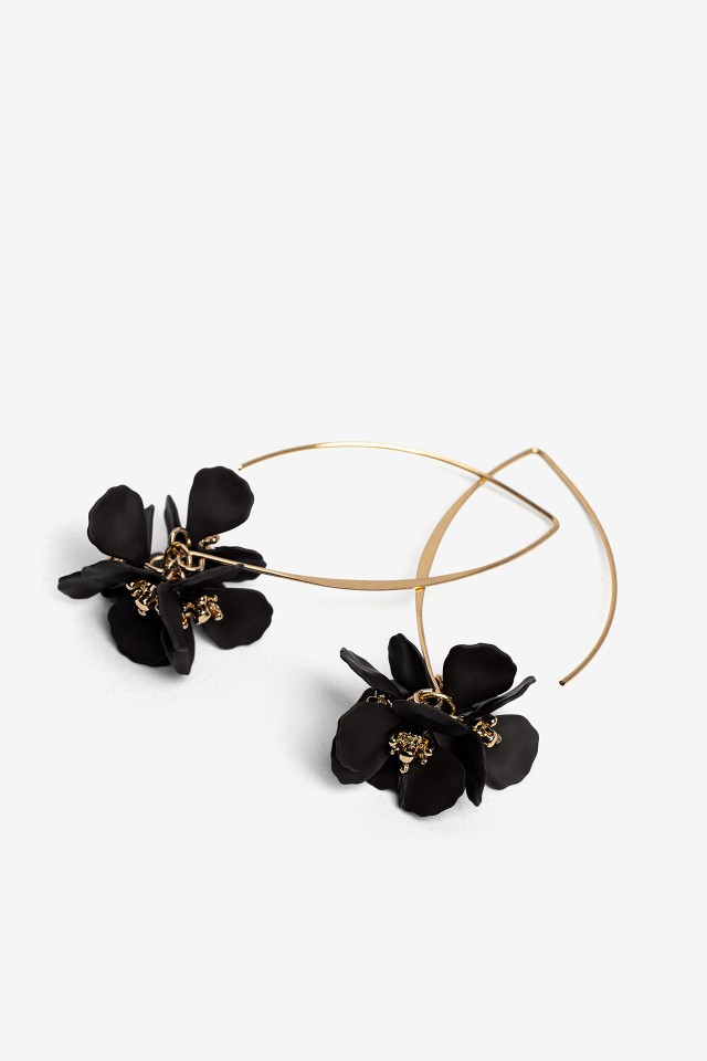 Black Floral Drop Earrings Black Floral Drop Earrings