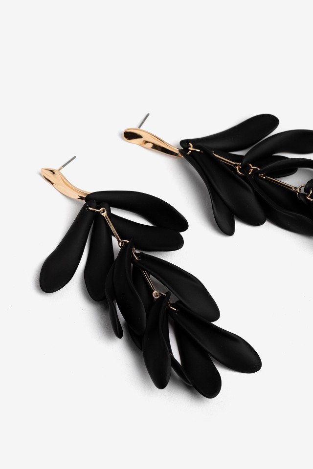 Long Black Leaf Earrings Long Black Leaf Earrings