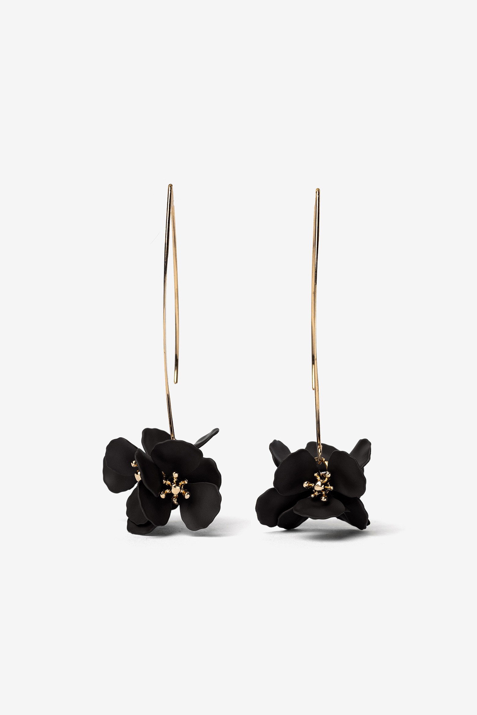 Black Floral Drop Earrings