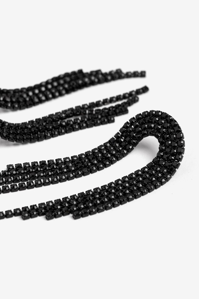 Brincos Pretos com Franjas Brincos Pretos com Franjas