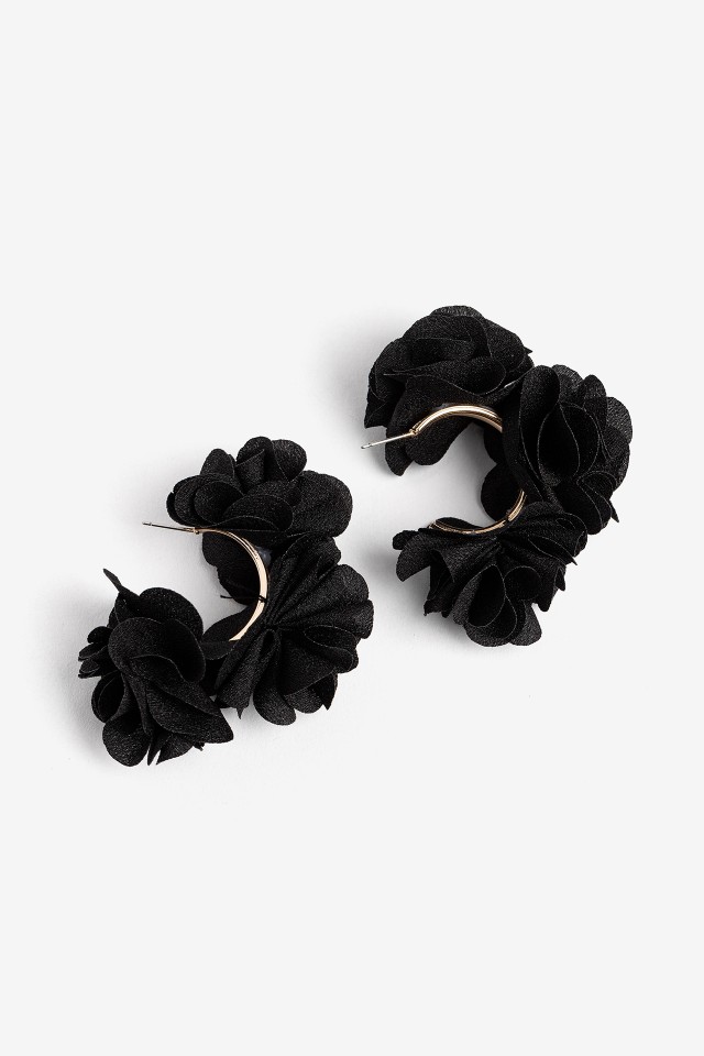 Black Floral Statement Earrings Black Floral Statement Earrings