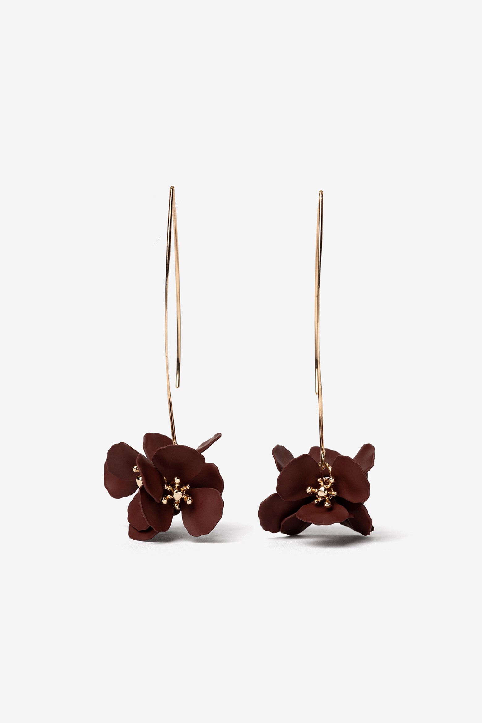 Dark Red Floral Earrings