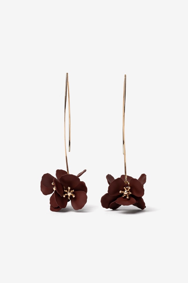 Dark Red Floral Earrings