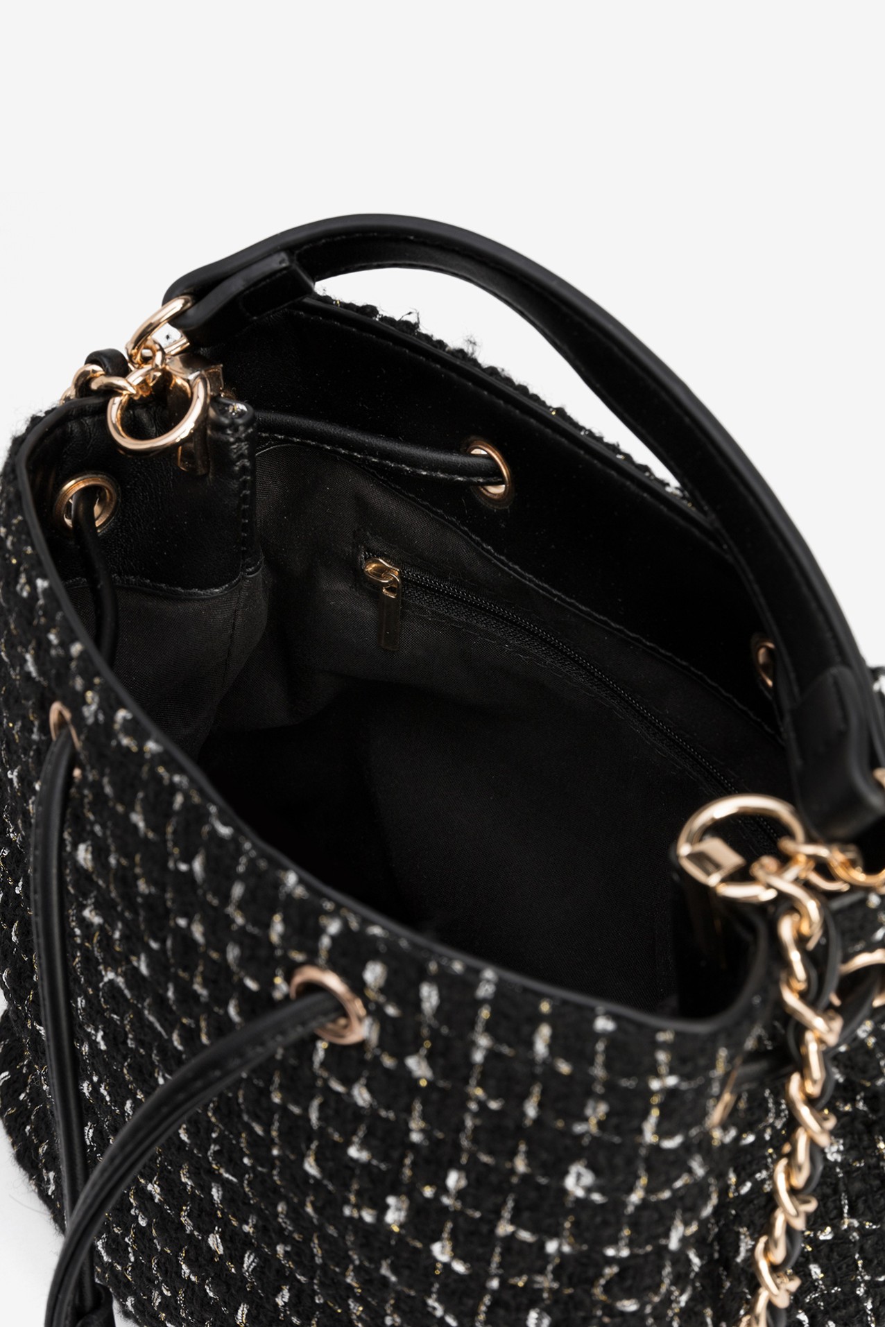 Black Tweed Chain Bag